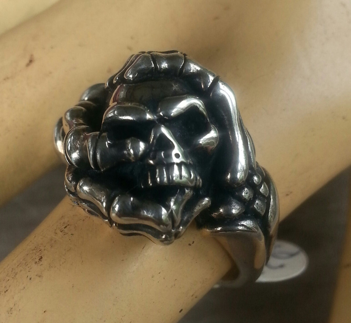 Skeleton ring,skull ring,sterling silver,steampunk, gothic ,punk,pirate,hand made,