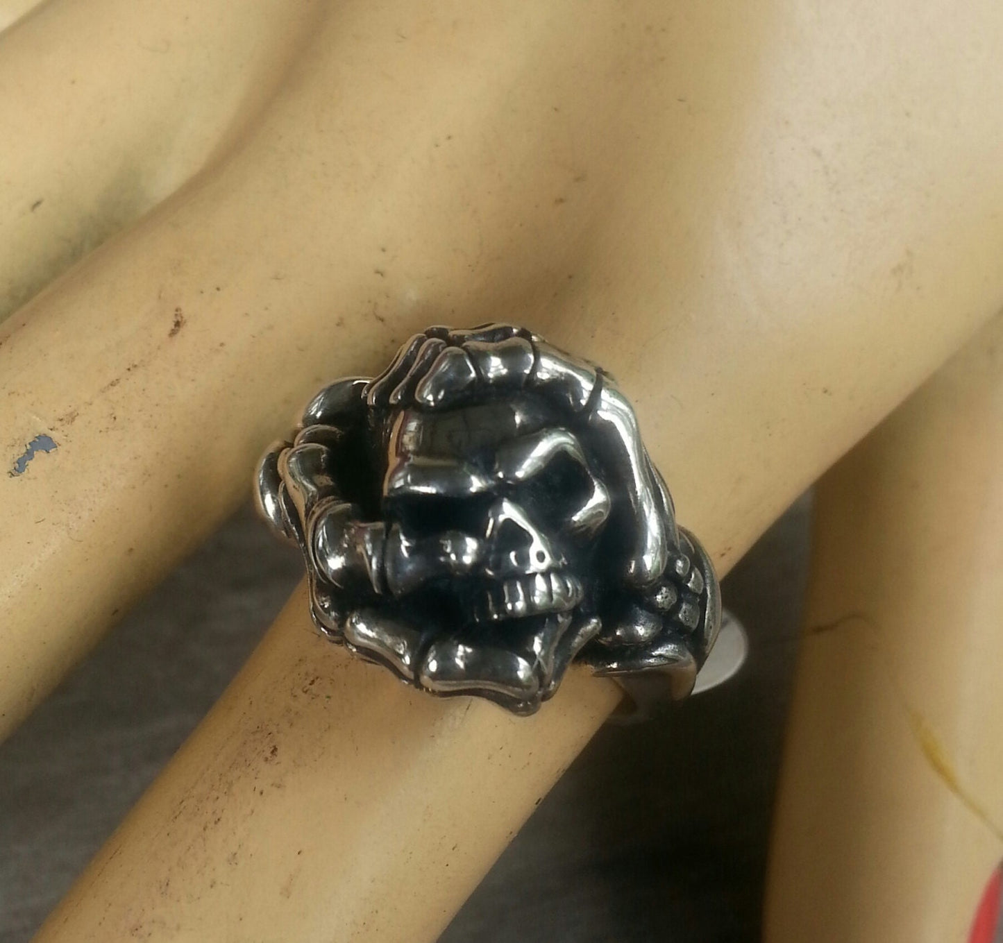 Skeleton ring,skull ring,sterling silver,steampunk, gothic ,punk,pirate,hand made,