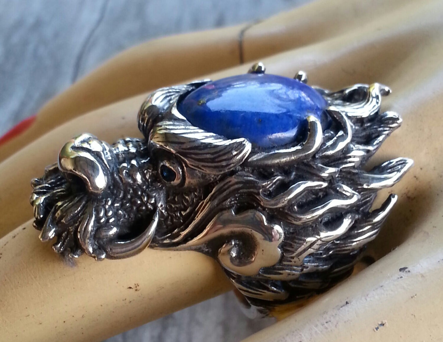 dragon ring,sterling silver,handmade,long chunky ring,heavy, steampunk,gothic, punk,geiger,MADE TO ORDER