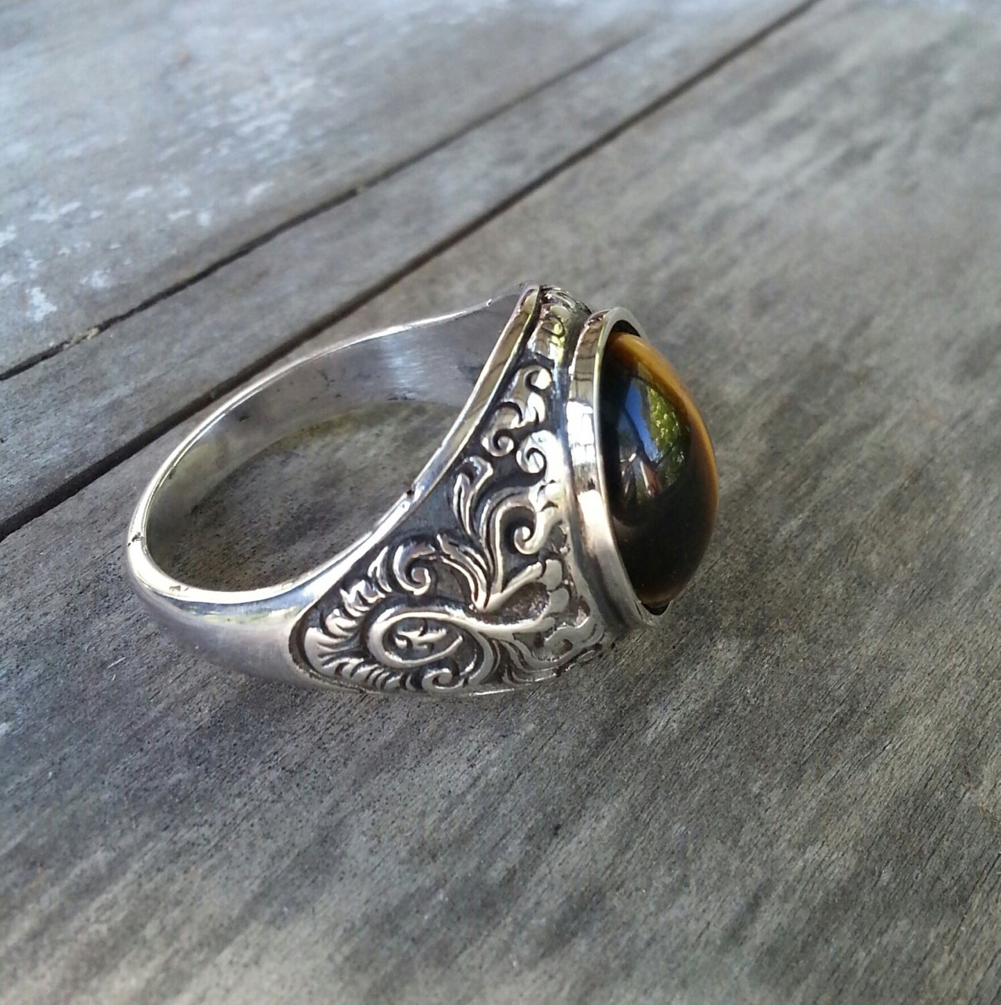 Hematite ring,mans sterling silver,wedding,dress ring, antique,vintage, scroll,boho,hipster,handmade,steampunk,gothic,