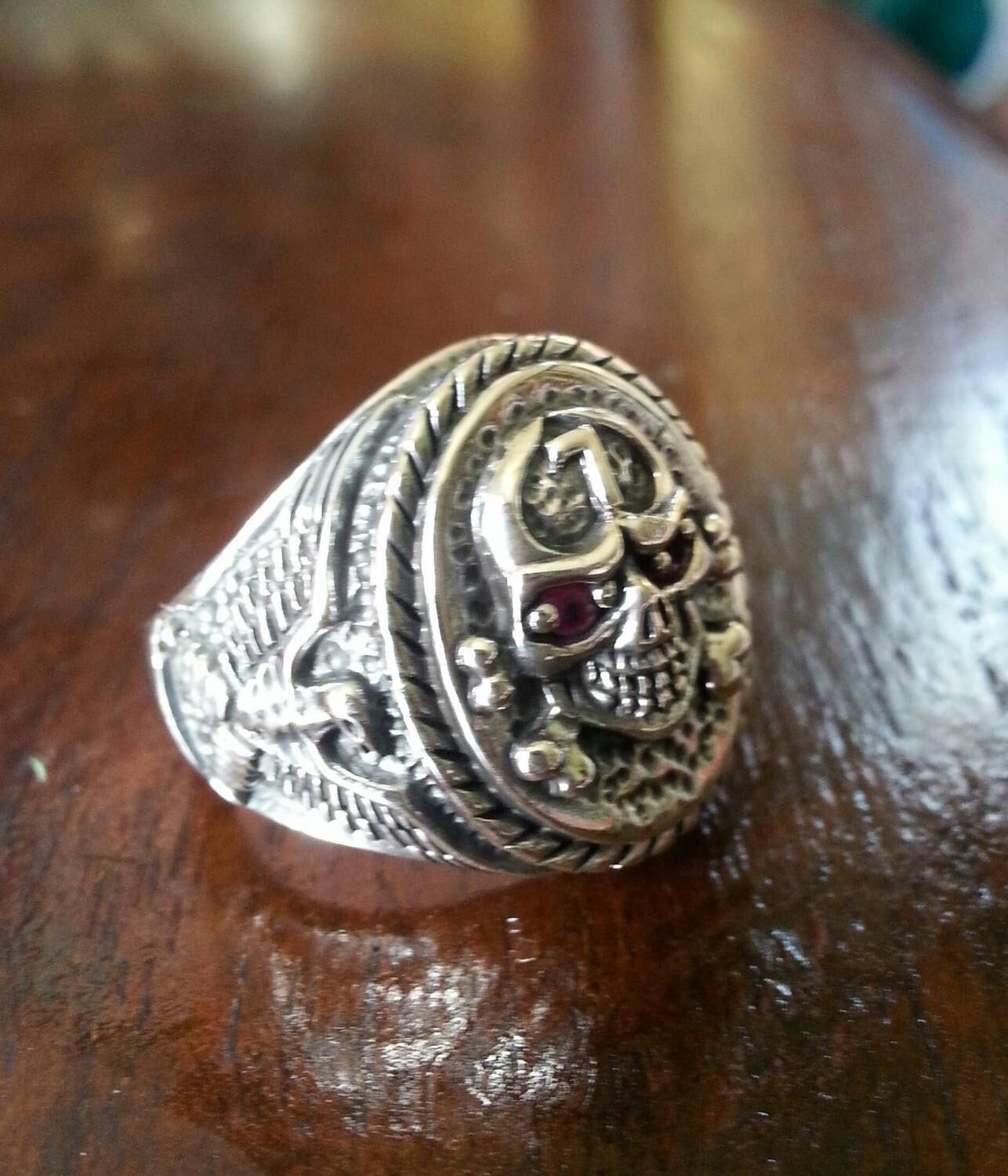 skull ring, sterling silver,skull and cross bones,vintage,eagle ring,steampunk,lucky seven,gothic, punk ,pirate,grunge,handmade,pheonix