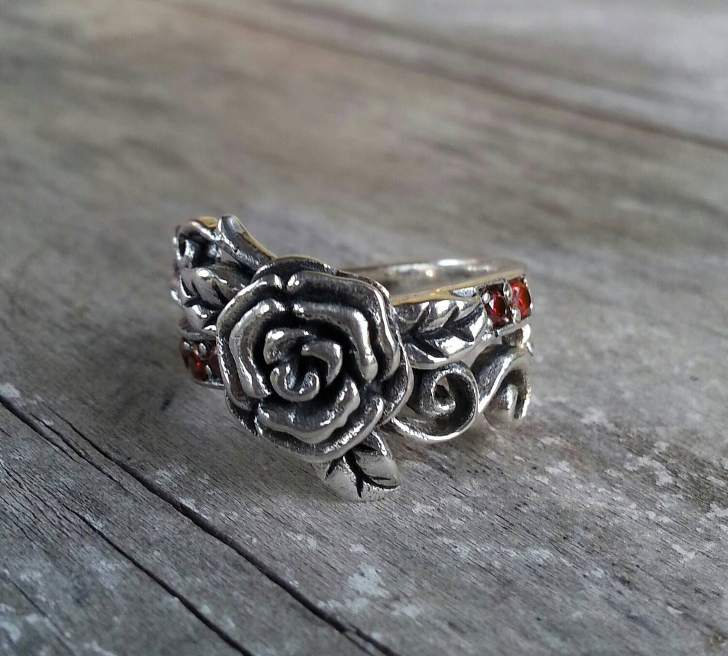 rose ring,garnet ring,vine ring,flower,boho, steampunk,gothic,art nouveau ,victorian,vintage,handmade,gypsy,goddess,stone ring,women fashion