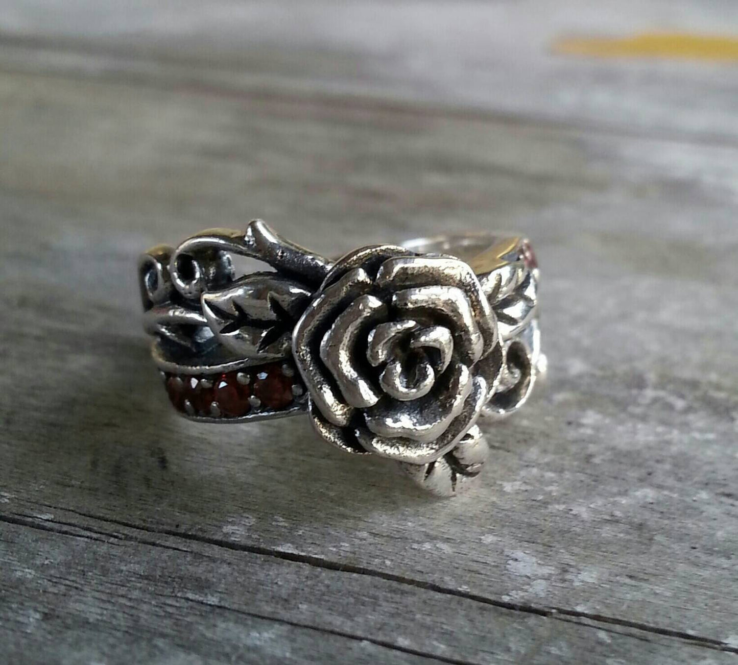 rose ring,garnet ring,vine ring,flower,boho, steampunk,gothic,art nouveau ,victorian,vintage,handmade,gypsy,goddess,stone ring,women fashion