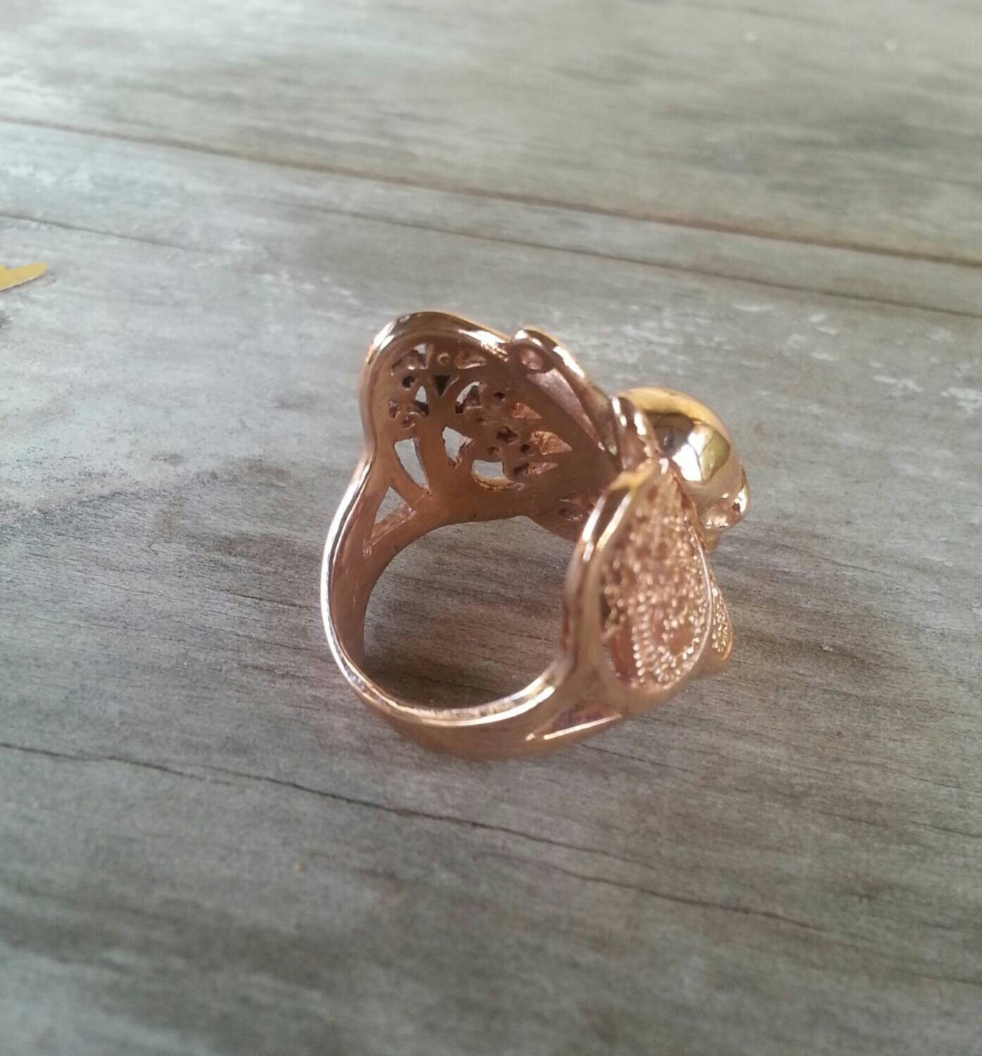 MADE TO ORDER,gold butterfly,skull ring,9ct, rose gold, filegree ring,rockabilly, steampunk, gothic,grunge.boho,shic,handmade,womens fashion