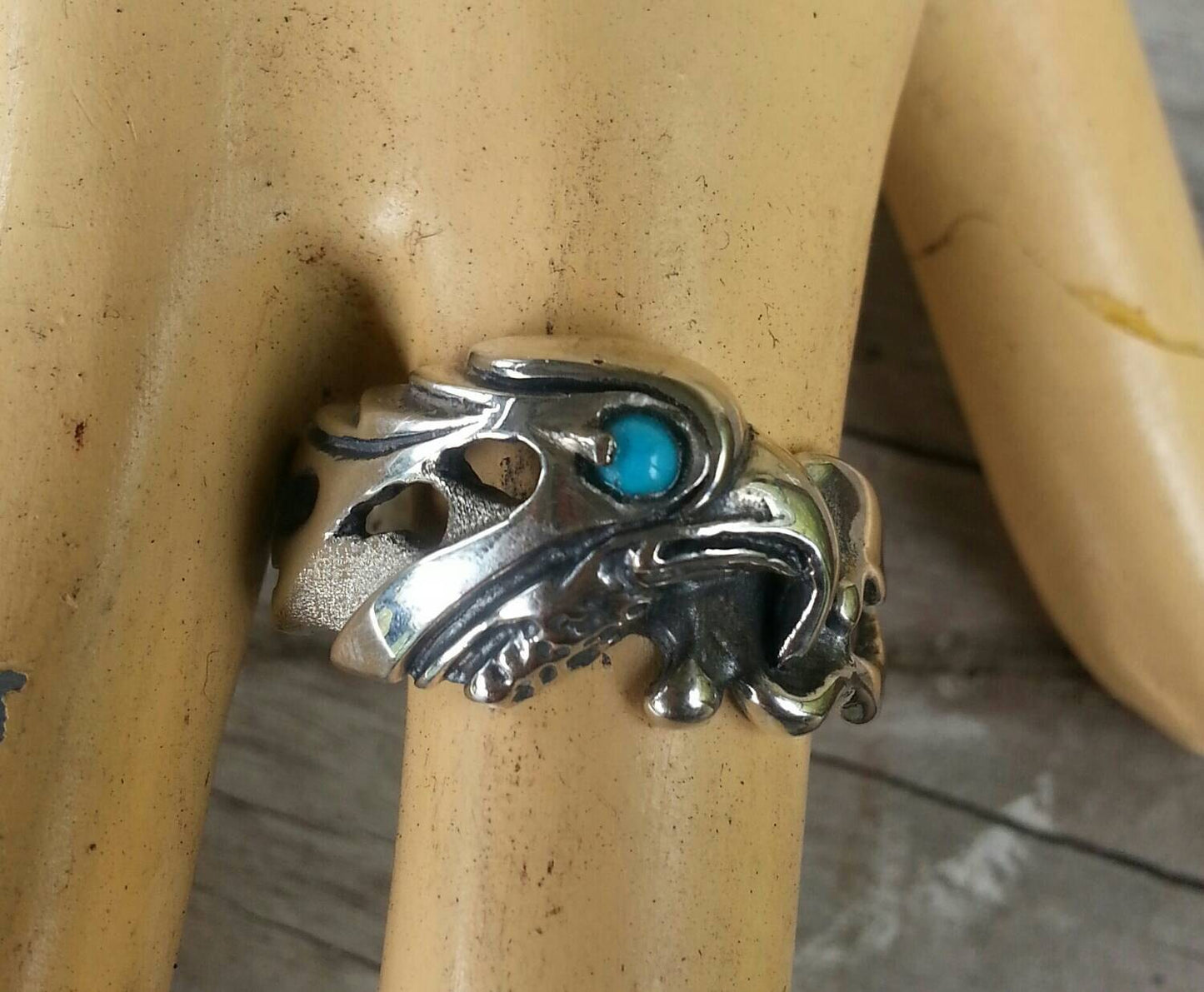 Eagle bird head garnet ring tribal indian cowboy country and western sterling silver ring