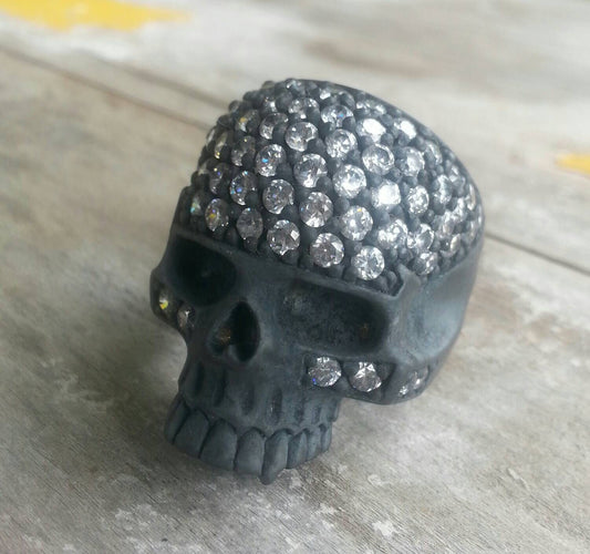 Skull bling large gangster sterling silver ring steampunk gothic punk