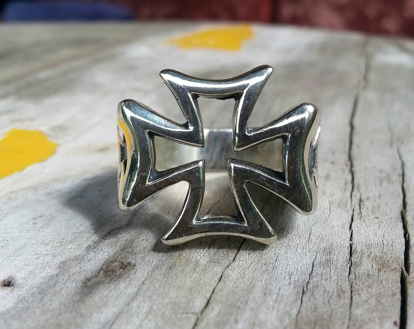 Large cross ring,chunky even  cross,sterling silver,steampunk gothic punk sterling silver ring