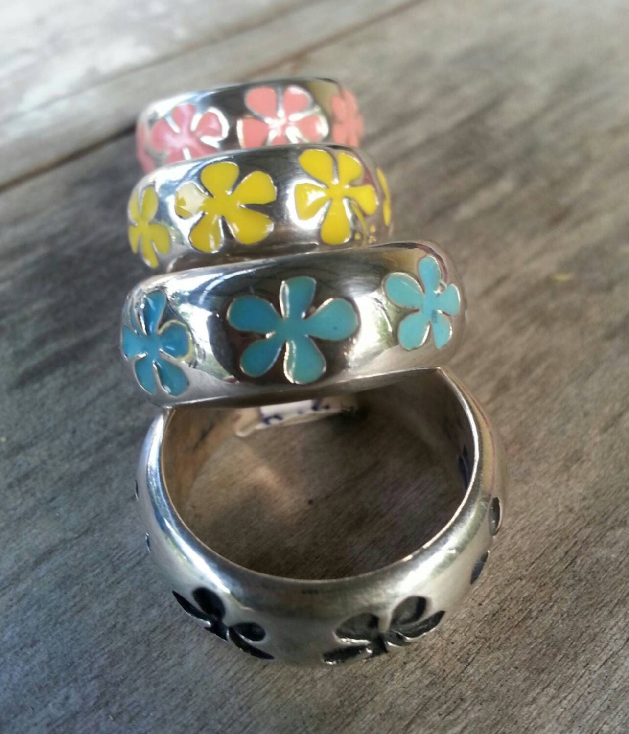 Hibiscis ring, frangipani,surfer ring,sterling silver Hawaiian,flower,  boho,hand made, surf wedding band,