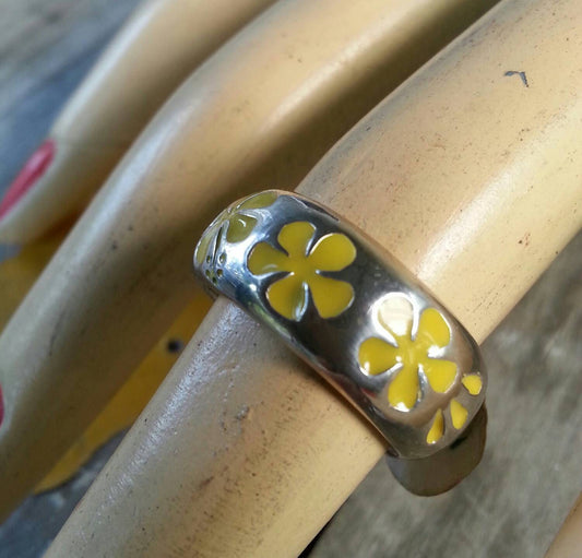 Hibiscis ring, frangipani,surfer ring,sterling silver Hawaiian,flower,  boho,hand made, surf wedding band,