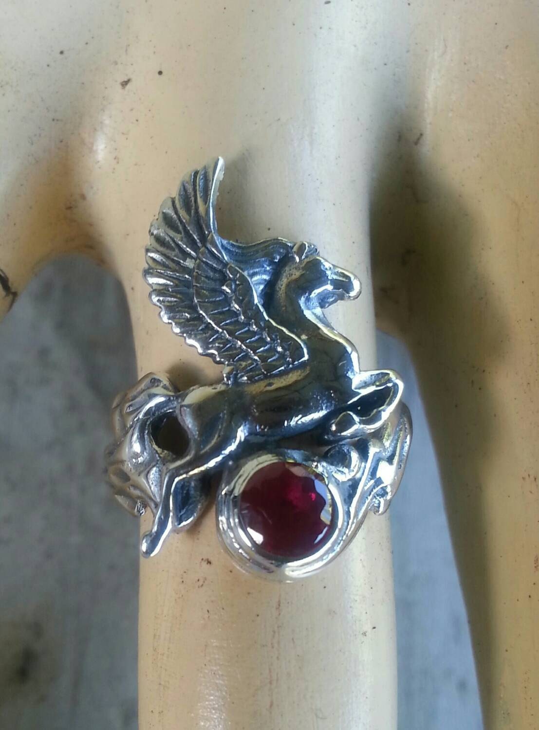 PEGASUS ring,sterling silver,mythical horse, unicorn, fantasy,alternative,new age,magic,mystical, boho,hippy,gypsy, art nouveau,handmade,