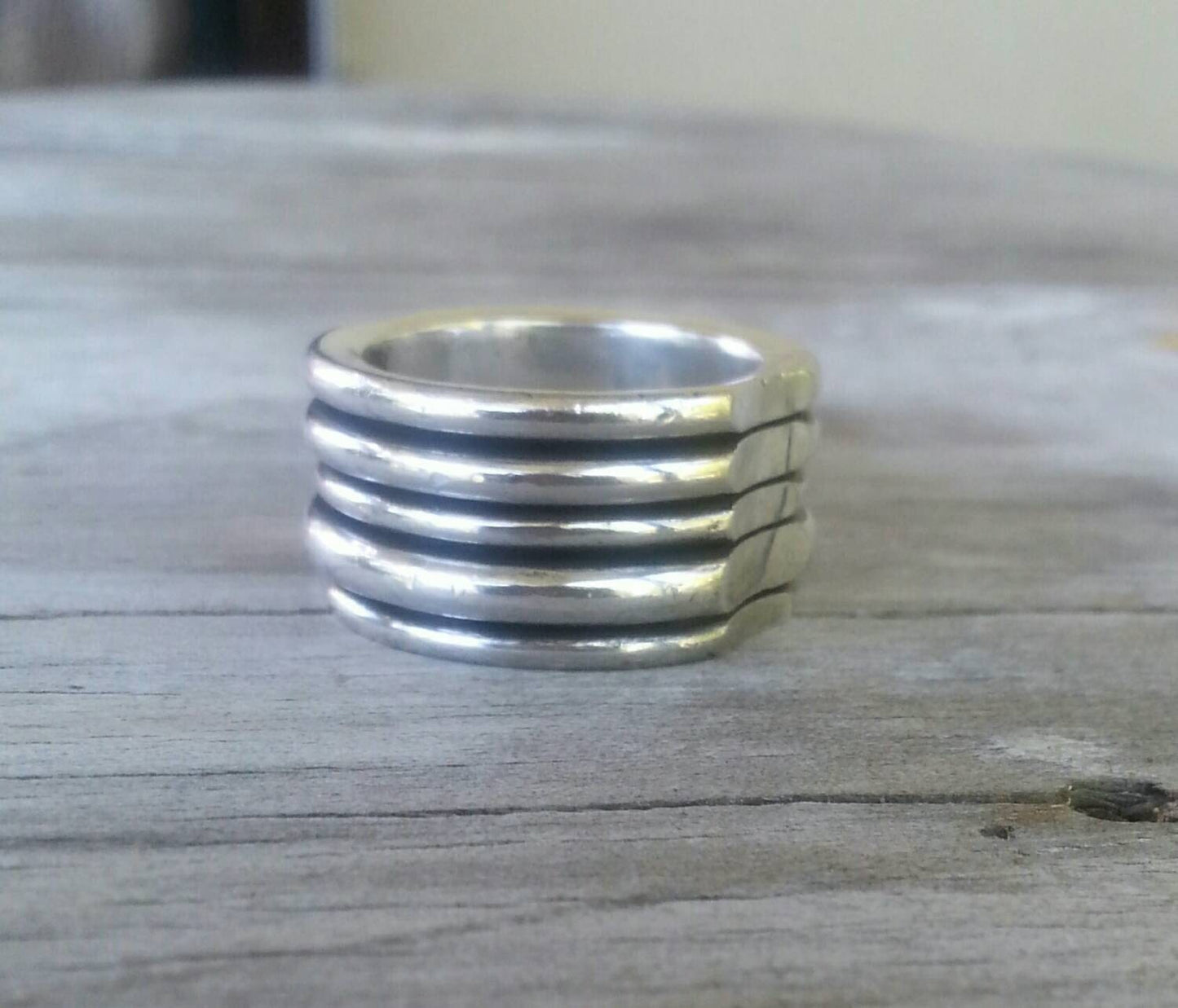 Chunky wide sterling silver unisex ring wedding ring