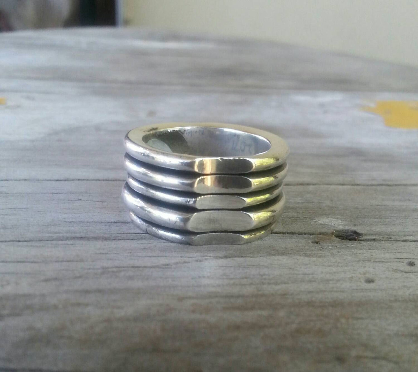 Chunky wide sterling silver unisex ring wedding ring