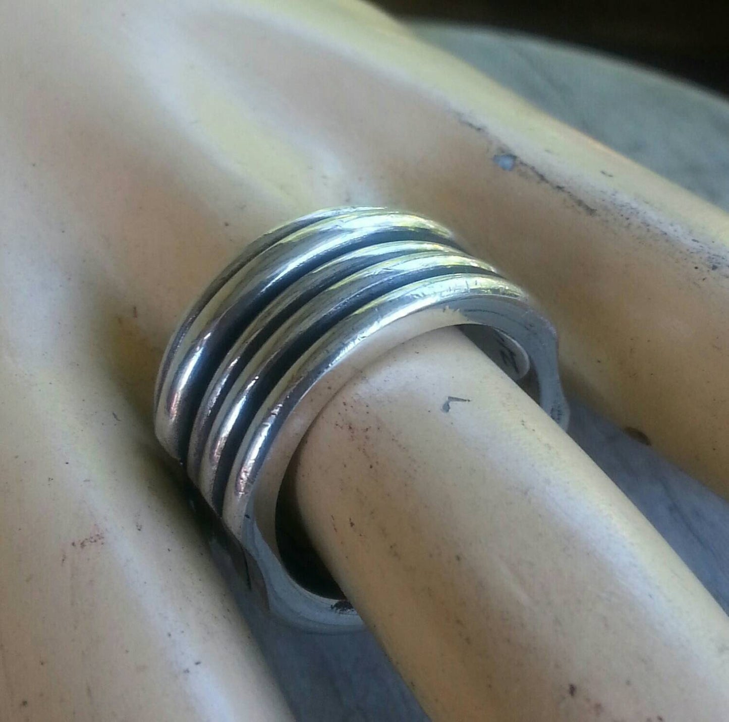 Chunky wide sterling silver unisex ring wedding ring