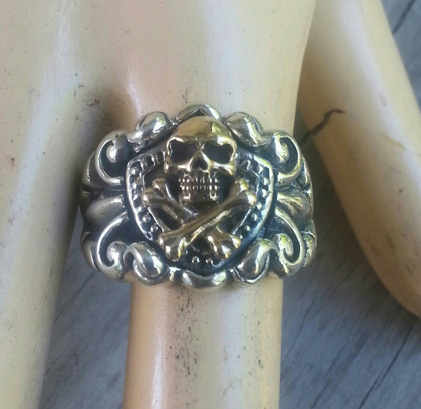 gold skull and crossbones,two tone ring,9ct gold,sterling silver,pirate,mans wedding,gold skull,shield, medieval,steampunk,boho,hipster