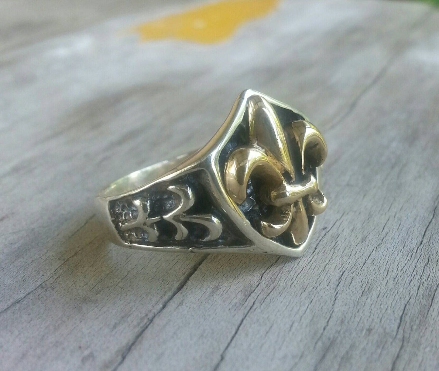 Fleur de Lis ring,9ct gold, sterling silver,handmade,boho,vintage,hipster,steampunk,gothic,punk,