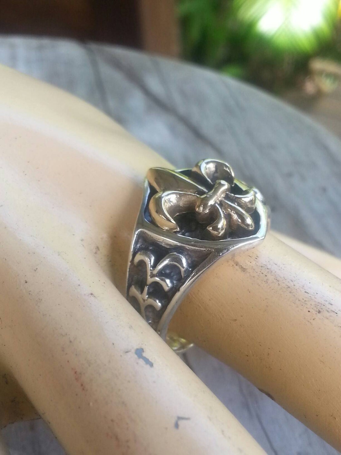 Fleur de Lis ring,9ct gold, sterling silver,handmade,boho,vintage,hipster,steampunk,gothic,punk,