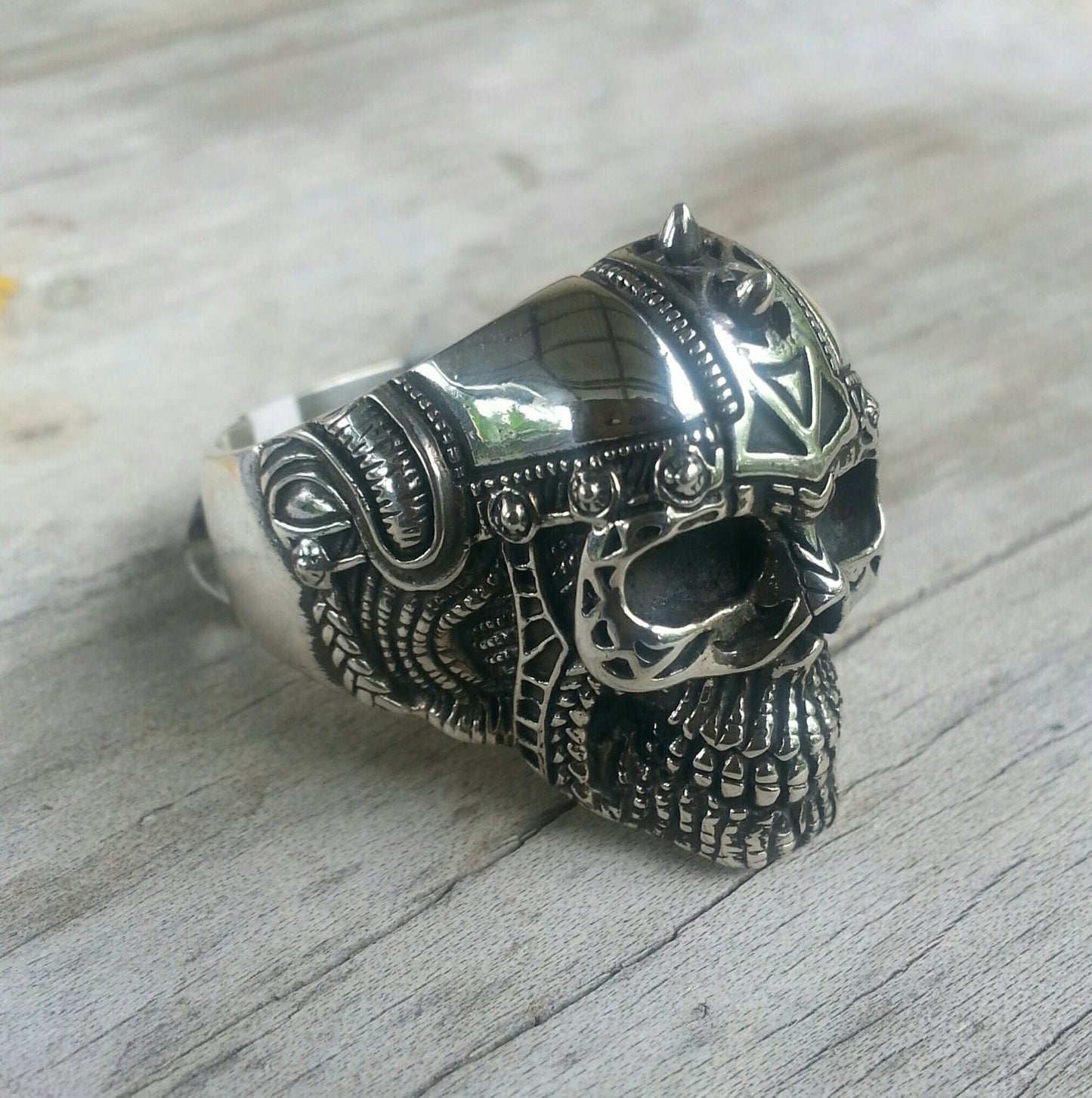 Viking Skull medieval steampunk tribal mens wedding dress sterling silver ring