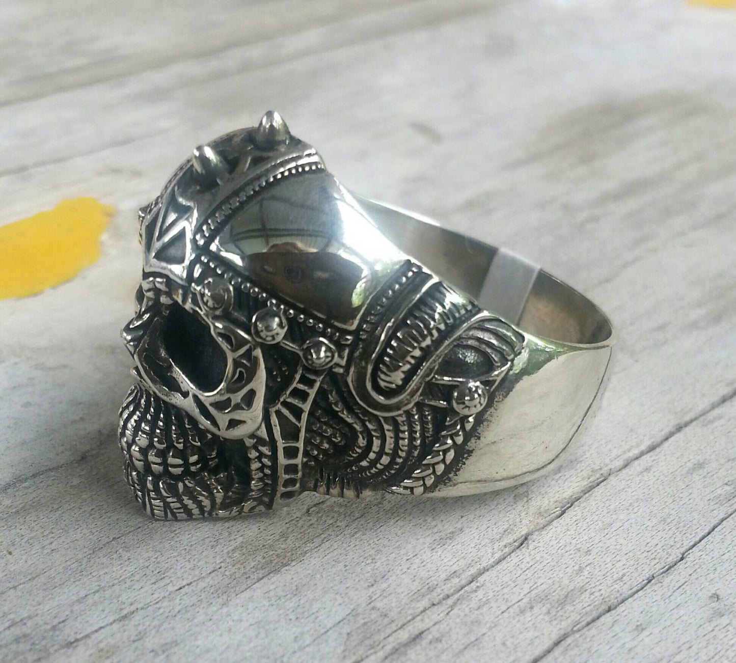 Viking Skull medieval steampunk tribal mens wedding dress sterling silver ring