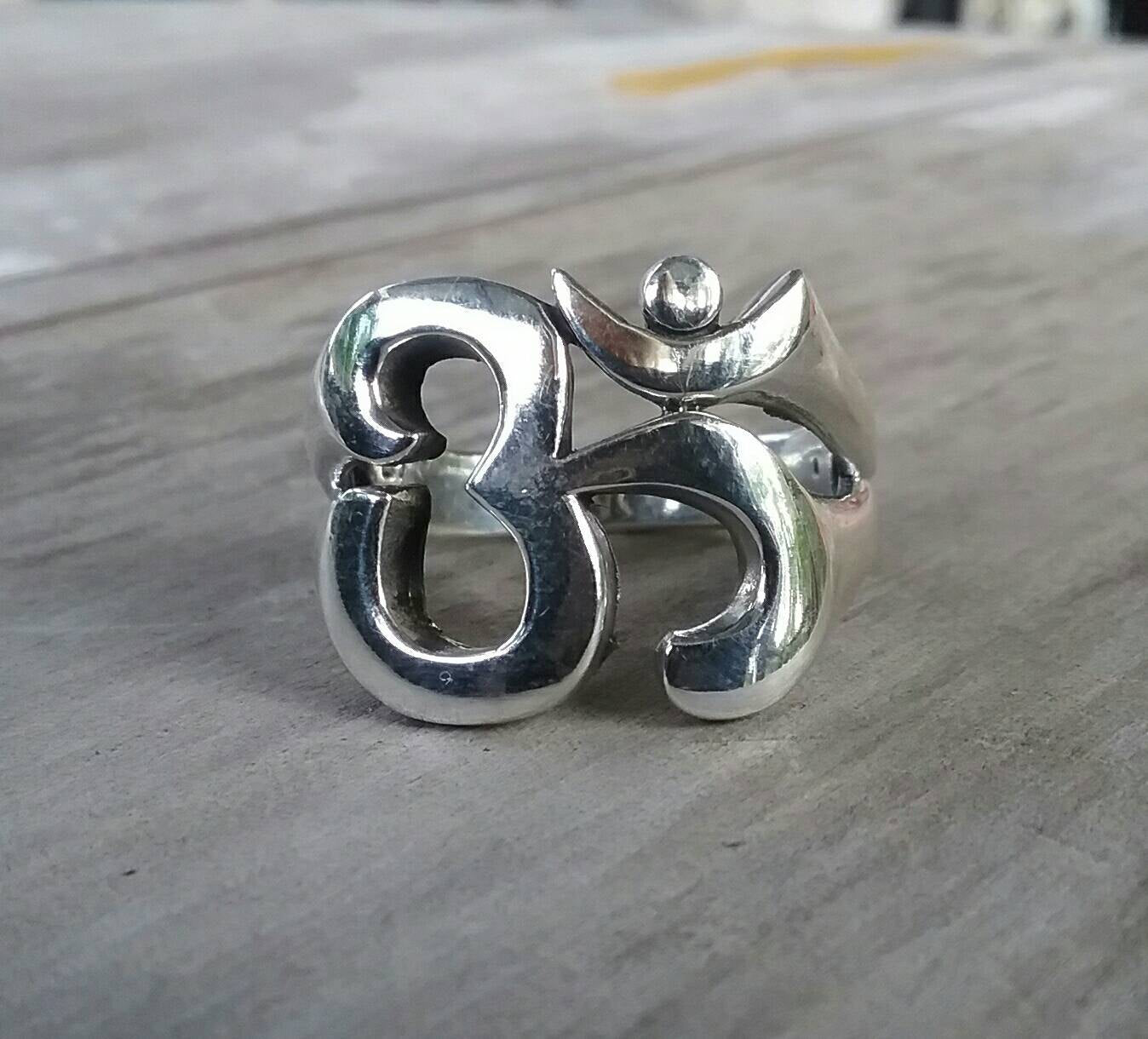 OM ring,LARGE,sterling silver, yoga,divine, spiritual,budda, hindu, boho, new age jewellery,handmade,cut out om,peace,