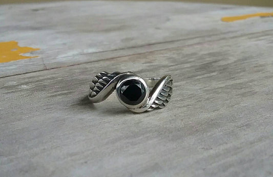 sterling silver black cubic zirconia angel goddess winged ring alternative steampunk gothic art nouveau victorian