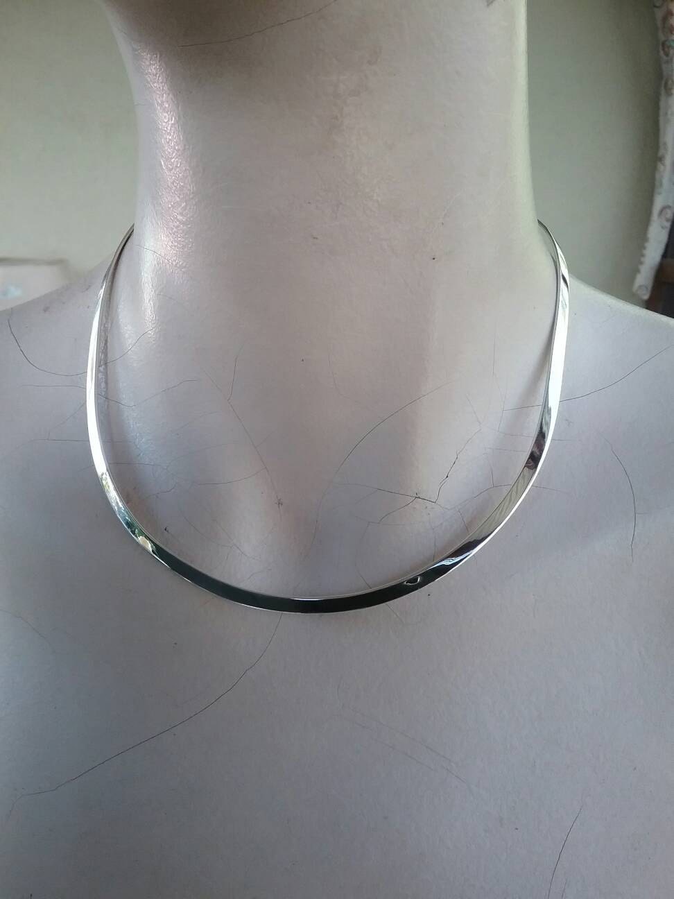 Neck cuff,4mm wide,necklace,solid sterling silver,silver collar,pendant holder,boho,steampunk,womens fashion,neck piece,chic,goddess